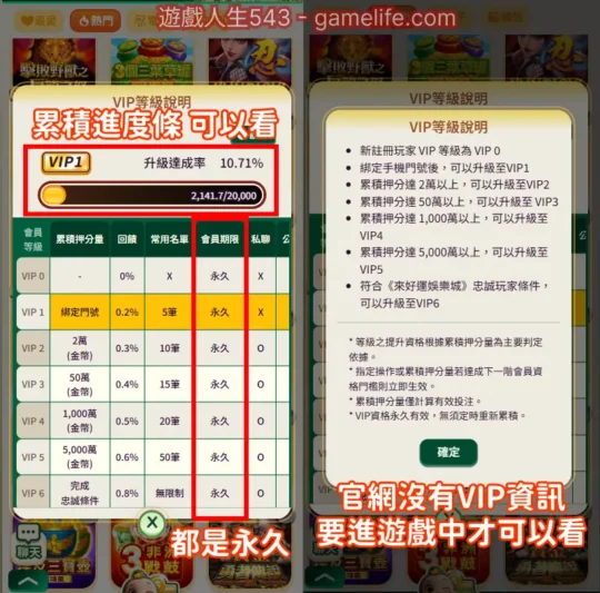 來好運VIP等級說明